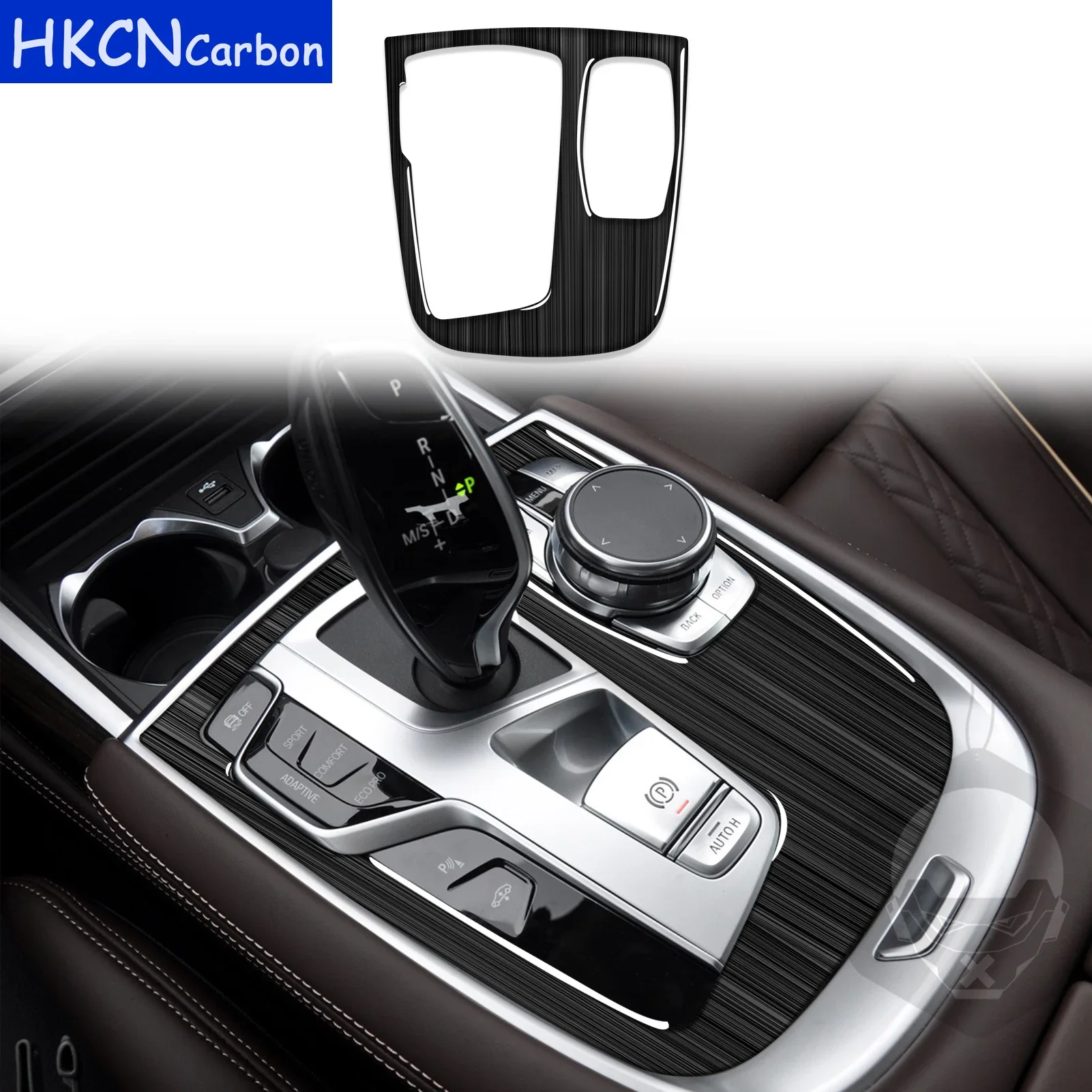 Фото Для BMW 7 серии G11 G12 2016 — 2022 Черная полоса Автомобильные аксессуары Авто коробка переключения передач Крышка панели Рамка Накладка Наклейка Модификация №1
