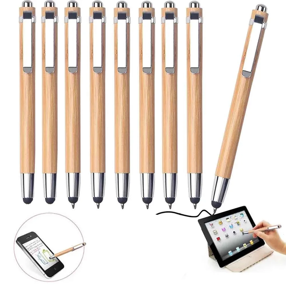 

Bamboo Retractable Ballpoint Pen With Sensitive Stylus Tip - 2 in 1 For Ipad Iphone Samsung Office Supplies Eco Friendly Product