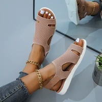 summer women sandals 2022 new elasticity breathable casual shoes woman flats buckle strap ladies big size fashion beach shoe
