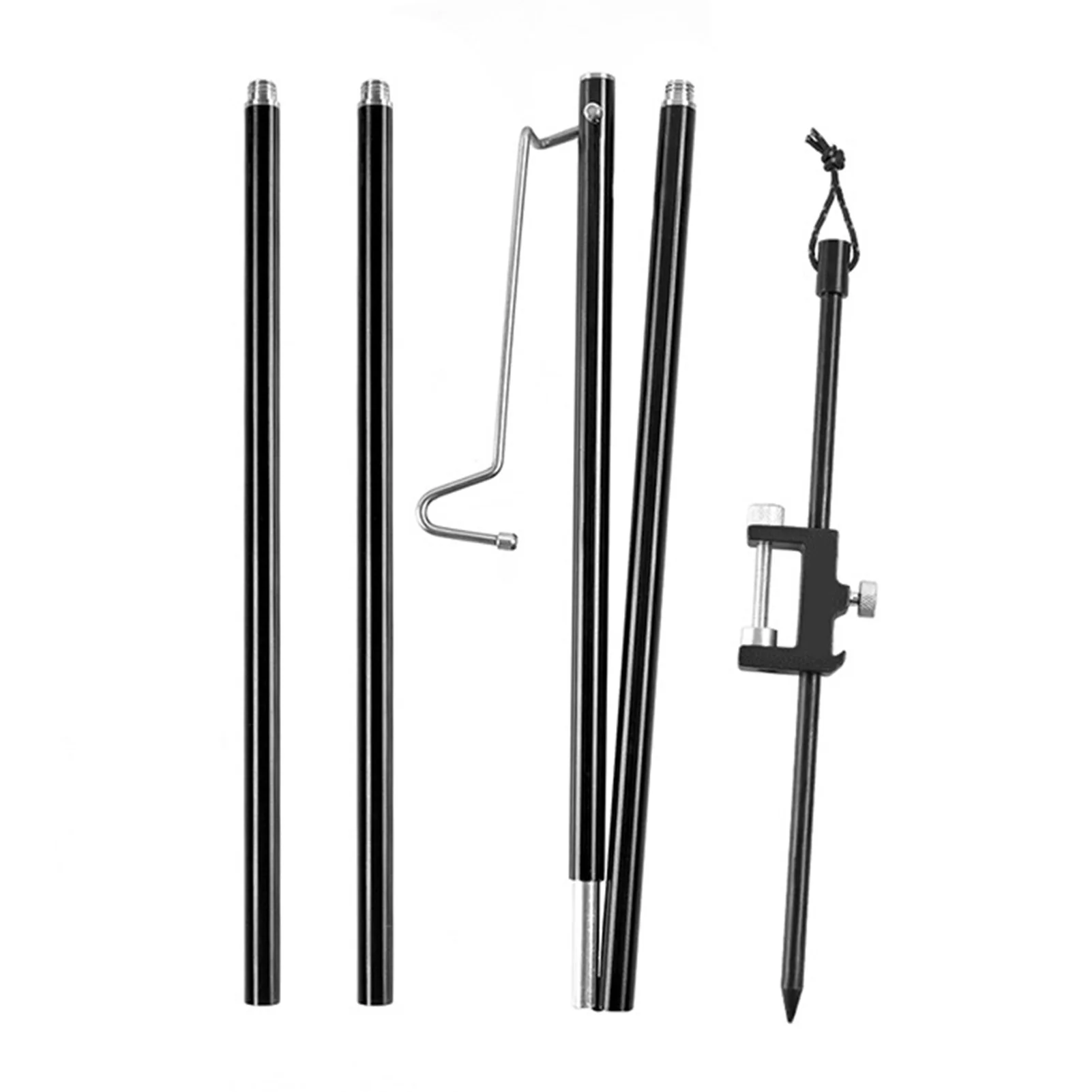 

Camping Folding Light Stand Outdoor Aluminum Alloy Folding Light Stand Blackened Lightweight Light Hook Mini Table Plate Set
