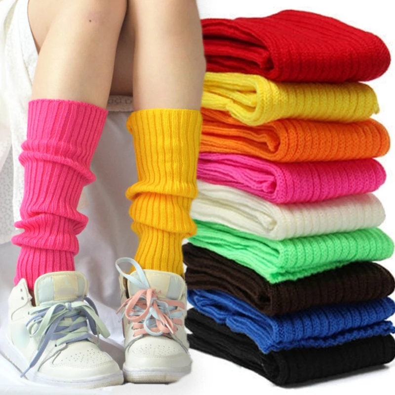 Korean Candy Color Sweet Girl Leg Warmers Knitted Foot Cover Women Solid Color Autumn Winter Stylish Elastic Long Tube Socks