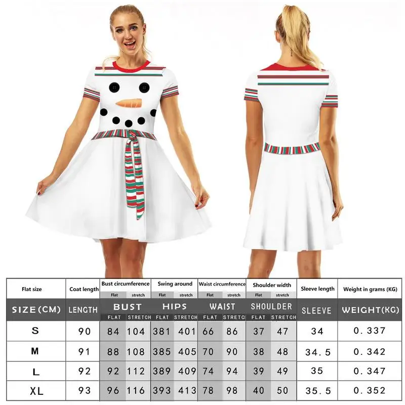 Ugly Christmas Dress for Women | Short Sleeve Snowman Casual A Line Dress | Round Neck Holiday Dresses for Christmas Costume images - 6