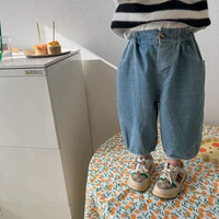 2022 spring boys and girls retro all match casual jeans kids loose casual denim lantern pants