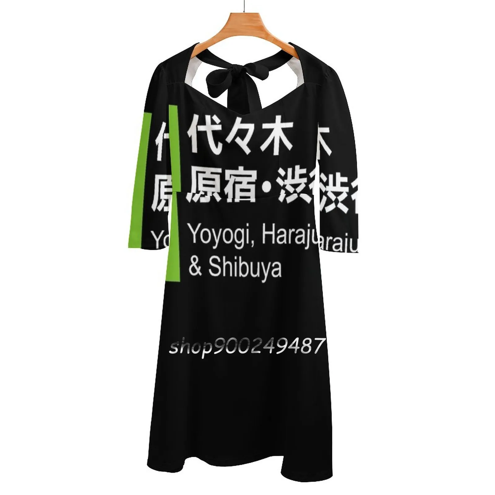 

Платье с квадратным вырезом и лямкой на шее, милое летнее платье из Токио яманоте-шибуя и Харадзюку, элегантное женское платье с принтом, Ток...