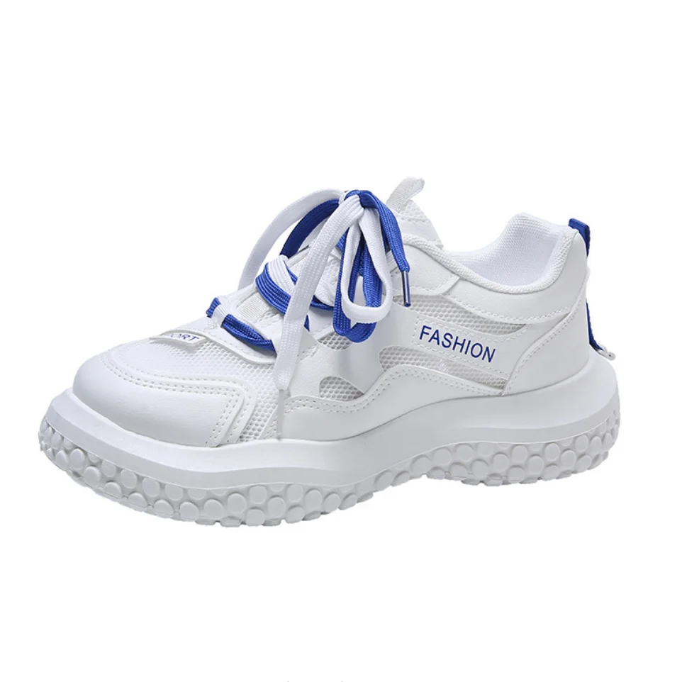 

2022 Spring White Sneaker Women Shoes Thick-soled Flats Vulcanization Female Breathable Mesh Walking Shoes Lady Korean Sneakers