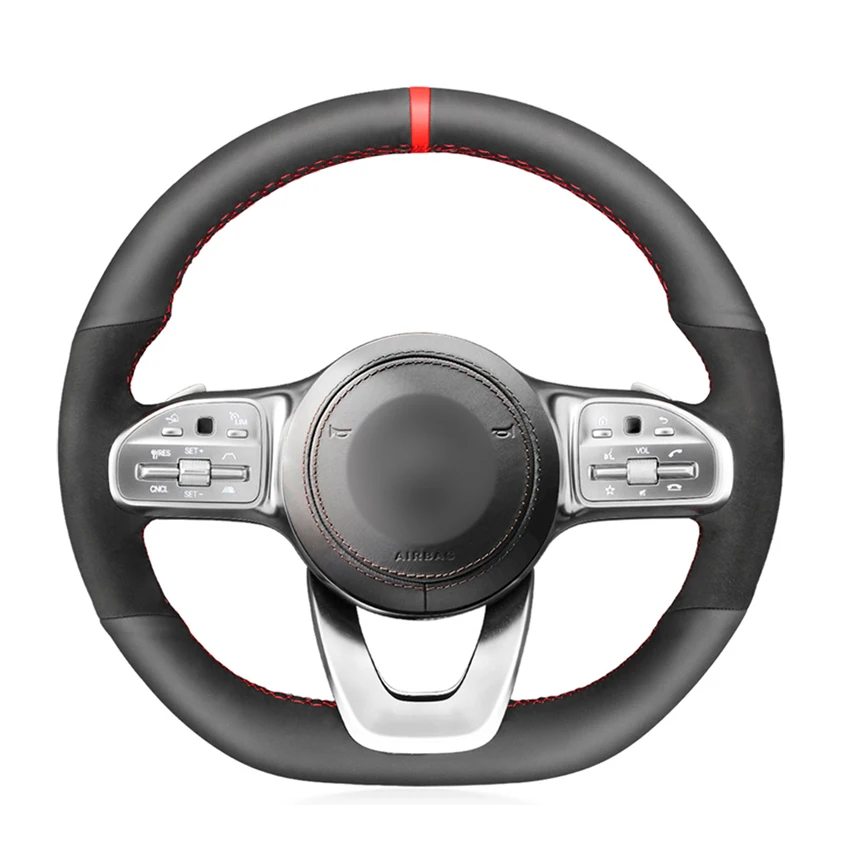 

Black Artificial Suede Leather Car Steering Wheel Cover For Mercedes-Benz A-Class W177 C-Class W205 E-Class W213 S-Class W222