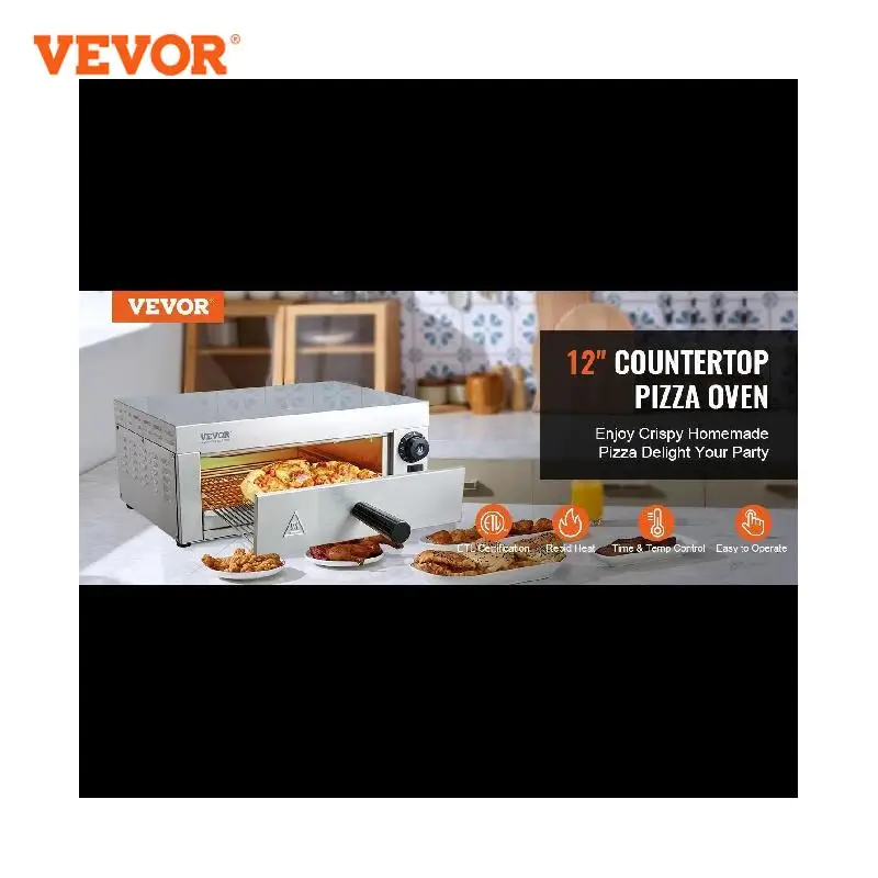 VEVOR Electric Countertop Pizza Oven 12-inch, 1500W Commercial Pizza Oven with Adjustable Temp, 0-60 Minutes Timer main product image