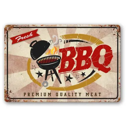 Свежий барбекю высшего качества мясо винтажный металлический жестяной знак