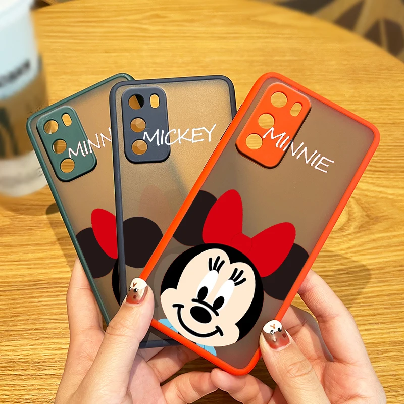 

Couple Mickey Minnie Cute Case Matte For Huawei P50 P40 P30 P20 Mate 40 30 20 Pro Plus Nova 9 SE Frosted Translucent Phone