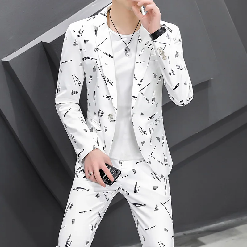 2022 Spring New Men's Small Suit Korean Slim Webbing Trend Hair Stylist Social Boy Wedding Support Person S-3XL