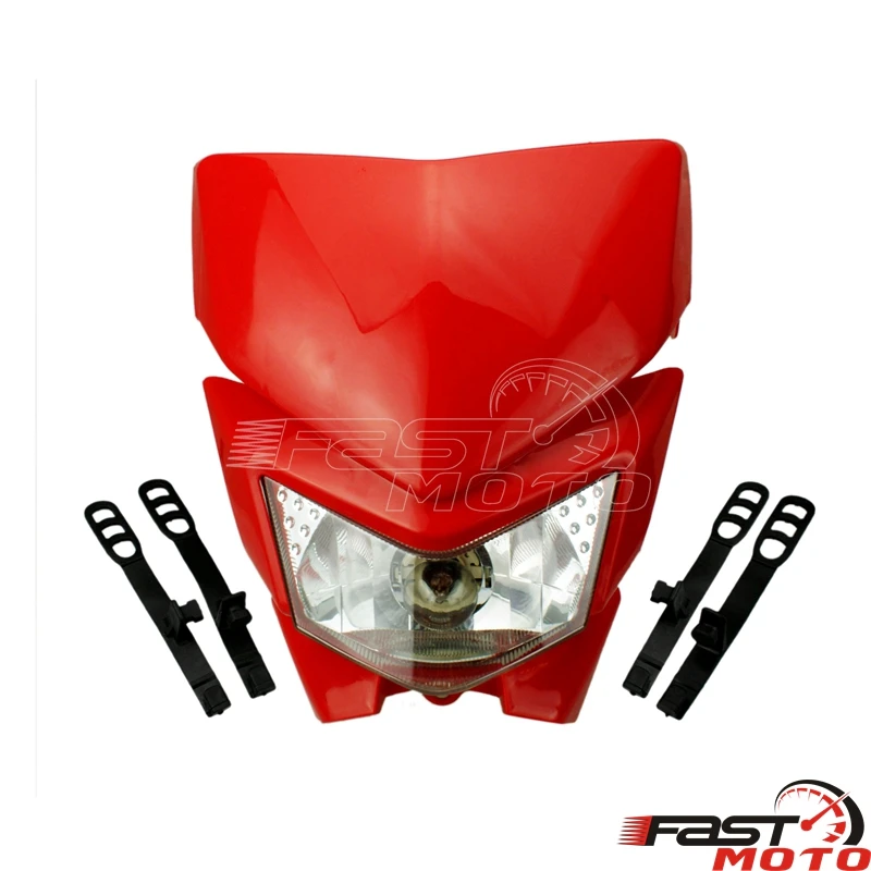 

12 В светодиодные фары пластиковые универсальные мотоциклетные фары для Honda Yamaha Suzuki Kawasaki CRF250F мотокросс эндуро свет внедорожный