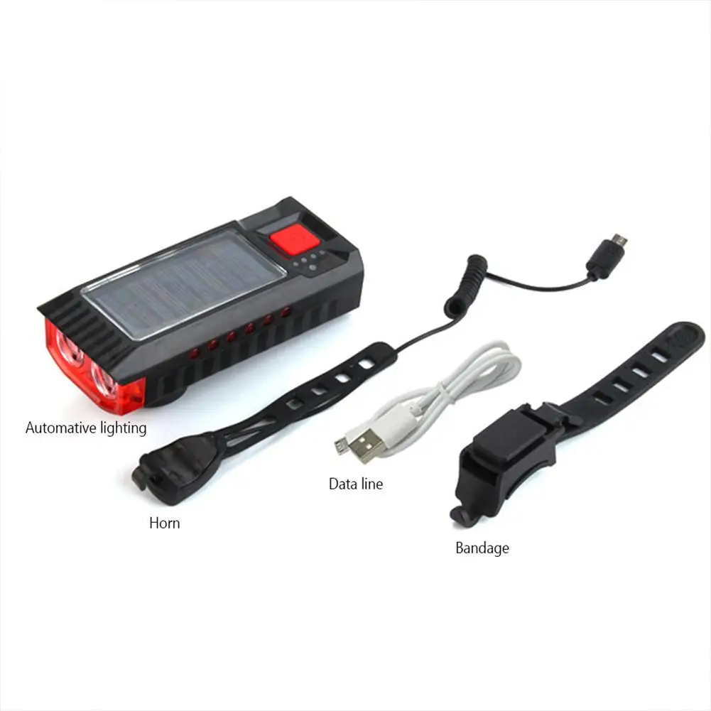 

Светодиодный фонарь на солнечной батарее для велосипеда, 4000 мАч, 4 режима, зарядка через Usb