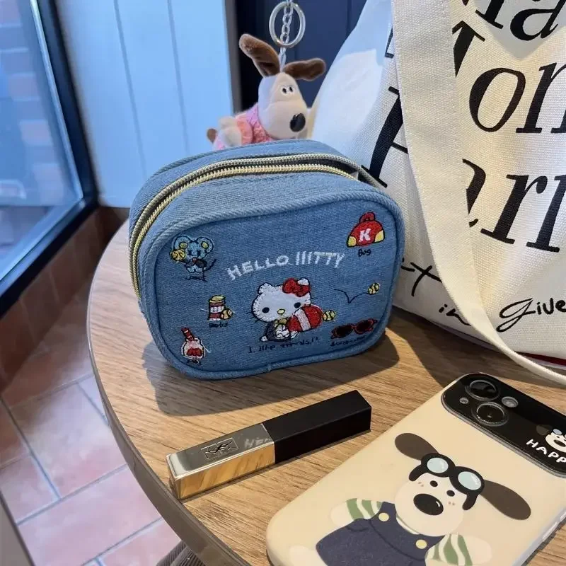 Новая джинсовая косметичка Hello Kitty Kawaii с вышивкой аниме Sanrios большая