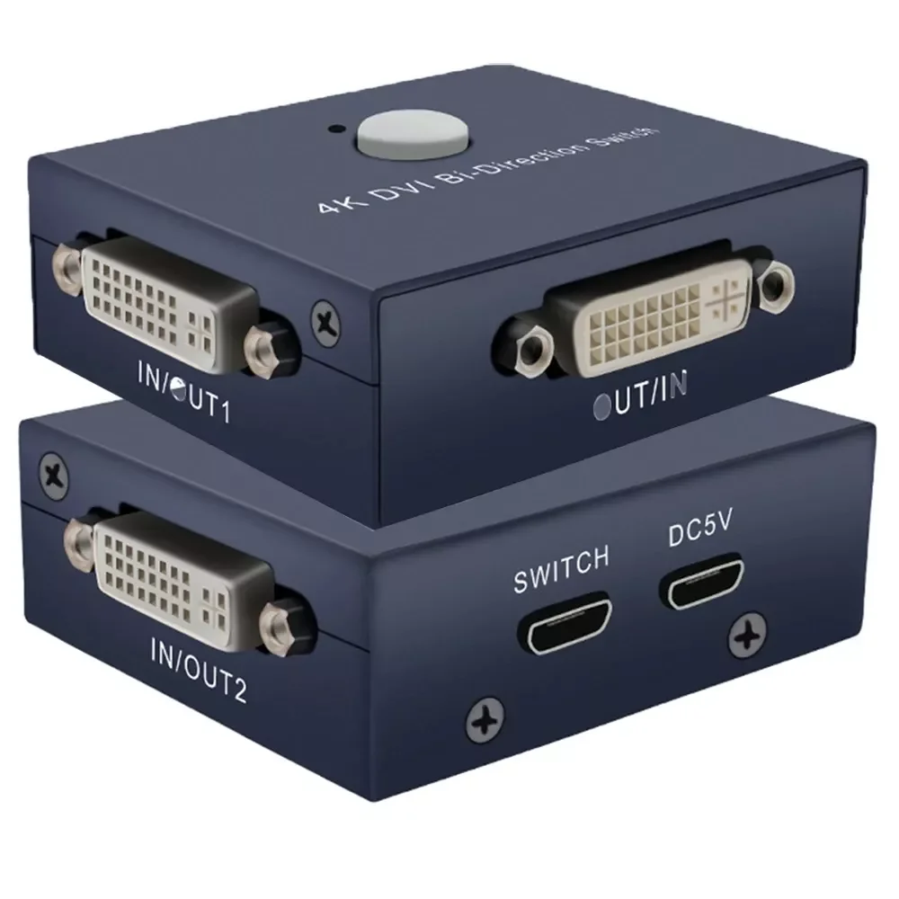 

2 Port BI-direction DVI 2X1 Splitter 1X2 DVI 4K 30Hz HDMI- splitter for PC laptop