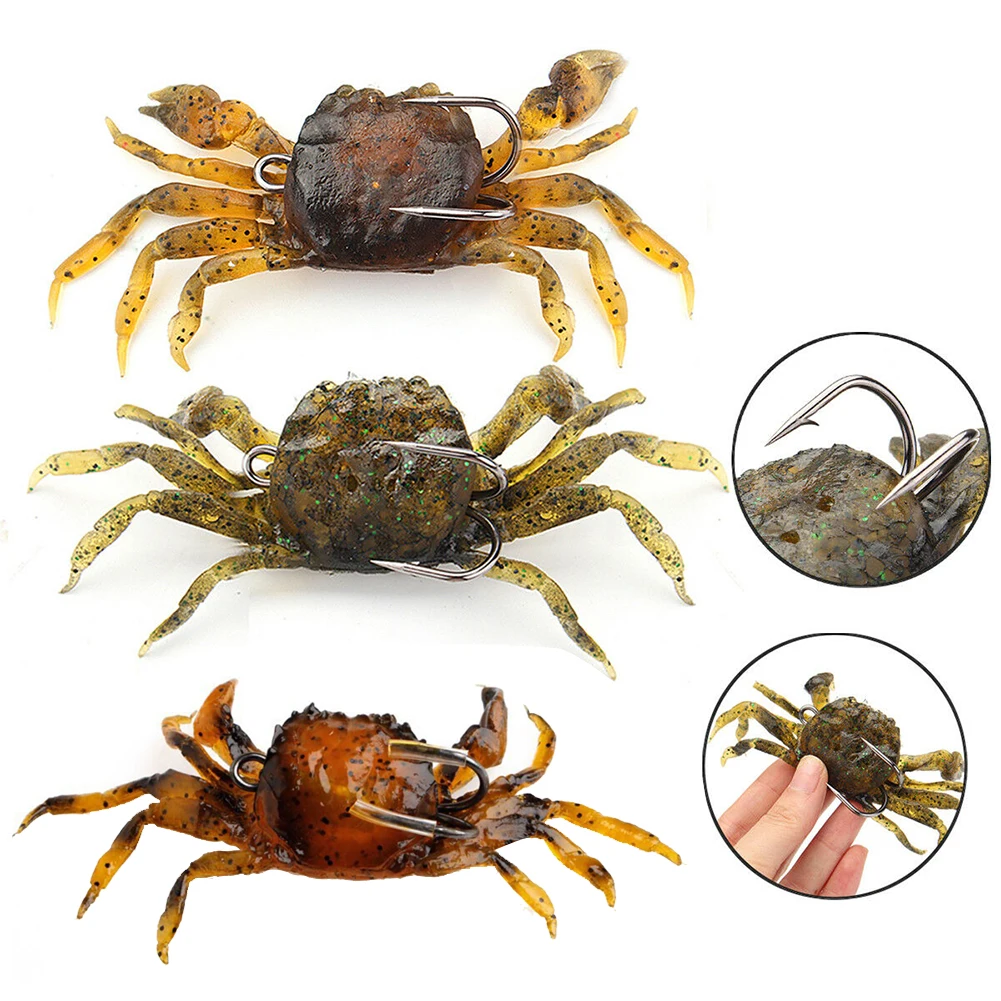 

10cm Saltwater 3D Crab Lures Bass Wrasse Cod Sea Fishing Hook Tackle SimulationBait Crab Shape Exquisite Creative