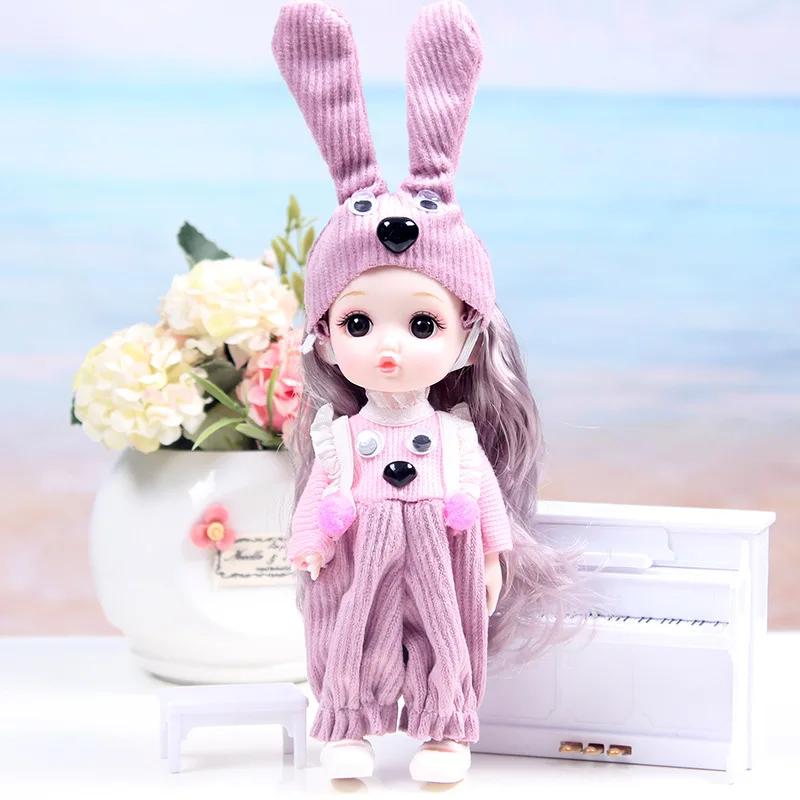 Фото Новая мини-кукла Bjd 16 см в сочетании с девочкой, 3d большими глазами, мульти-составная игрушка «сделай сам», кукла Барби, креативная одежда, модный подарок для ребенка №5