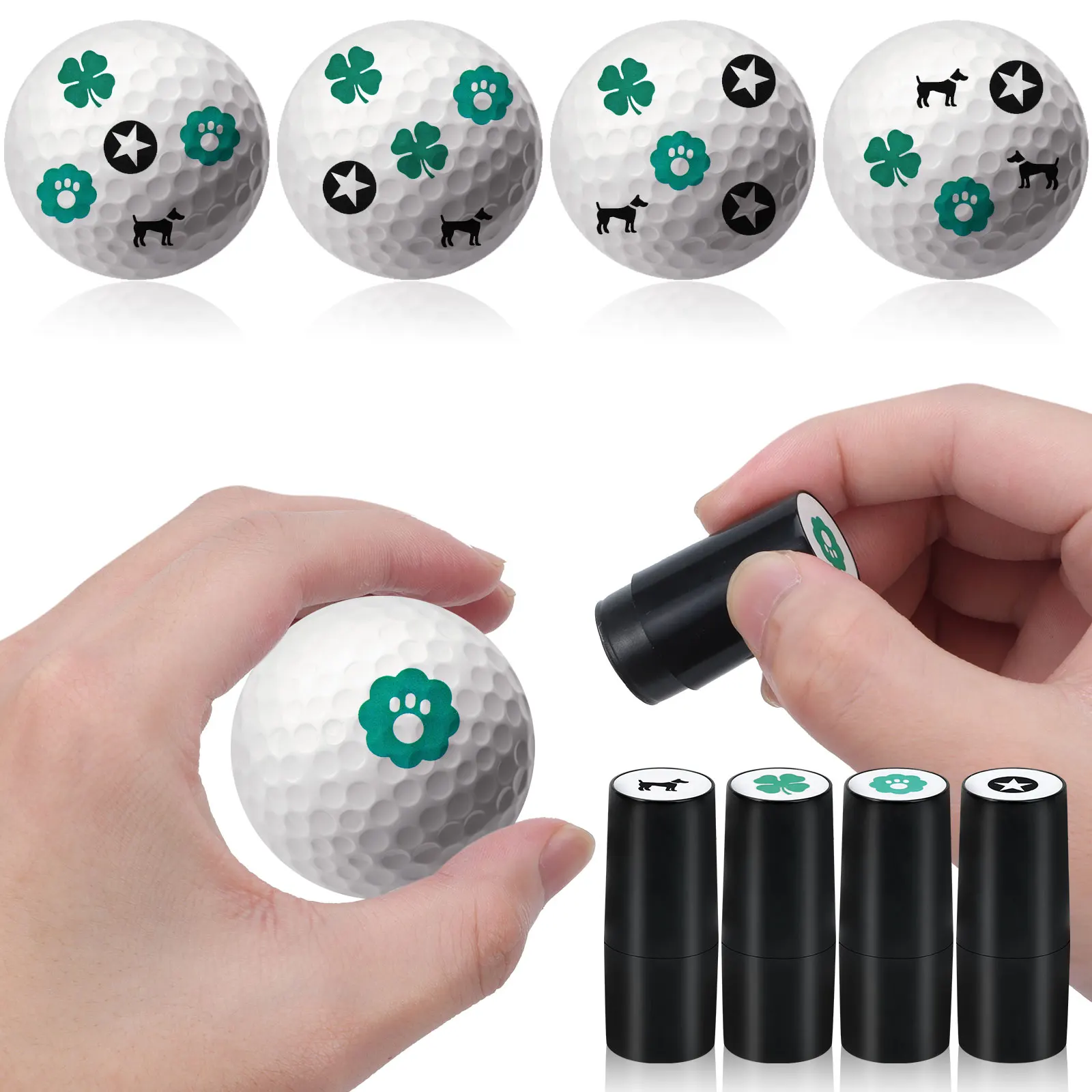 

4Pcs Golf Ball Stamper Stamp Marker Various Patterns Quick Drying Durable Long Lasting Golf Accessories