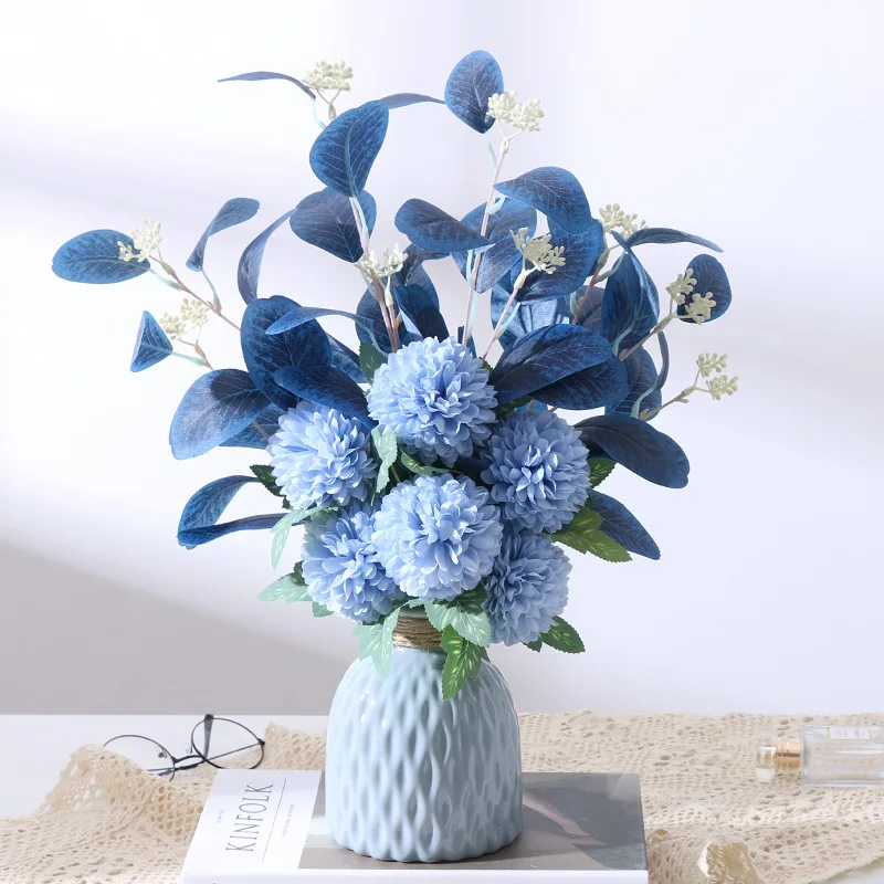 

1 Bouquet Artificial Flower Silk Ball Chrysanthemum Bridal Bouquet for DIY Gift Box Supplies Home Garden Wedding Party Decor