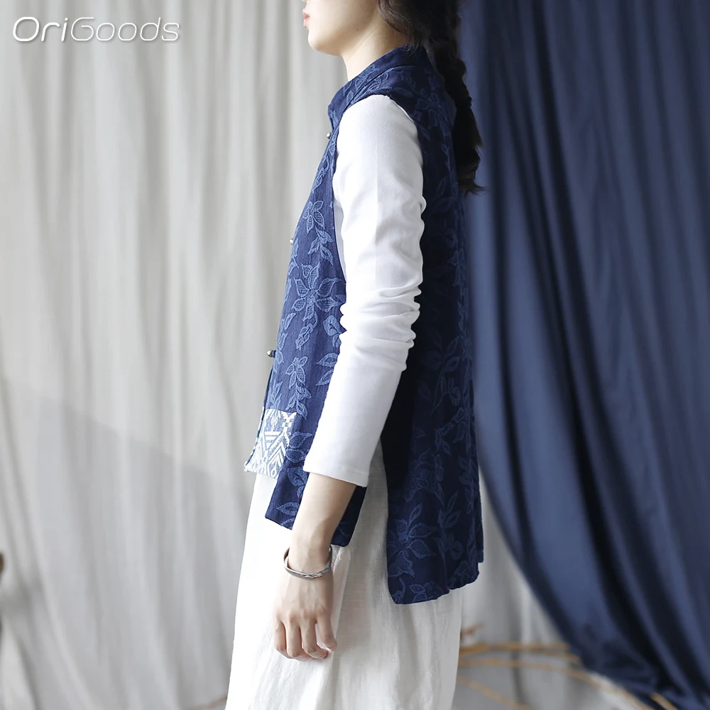 Женский жаккардовый жилет в китайском национальном стиле X070 осень 2024