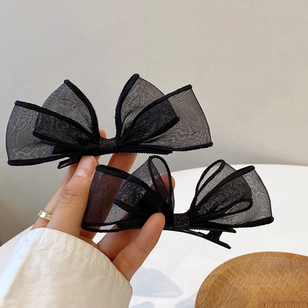 

2022 Black Bow Hair Clips Pin for Women Fashion Geometric Barrettes Headwear Girls Sweet Side Duckbill Hairpins Hair Accessories