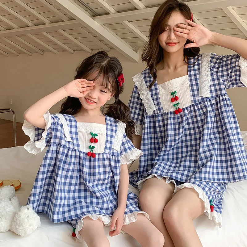 

Mother and Daughter Home Clothes Family Matching Pajamas 2023 Summer Women's Pajamas Set for Sleeping Mom Baby Girl Night Wear