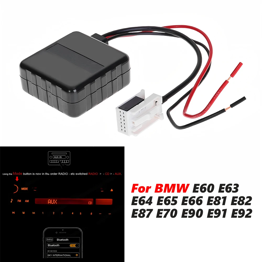 12-контактный автомобильный Bluetooth-модуль, беспроводной аудио-радио, стерео кабель AUX, адаптер для BMW E60 E63 E64 E65 E66 E81 E82 E87 E70 E90 E91 E92