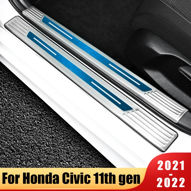 

Stainless Door Sill Scuff Plate Pad Cover For Honda Civic 11th Gen 2021 2022 2023 Welcome Pedal Trim Car Styling Accessories