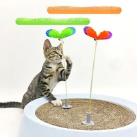 swinging spring cute butterfly cat tickling stick spring cat tickling toy with sounding bells cat tickling stick elasticity
