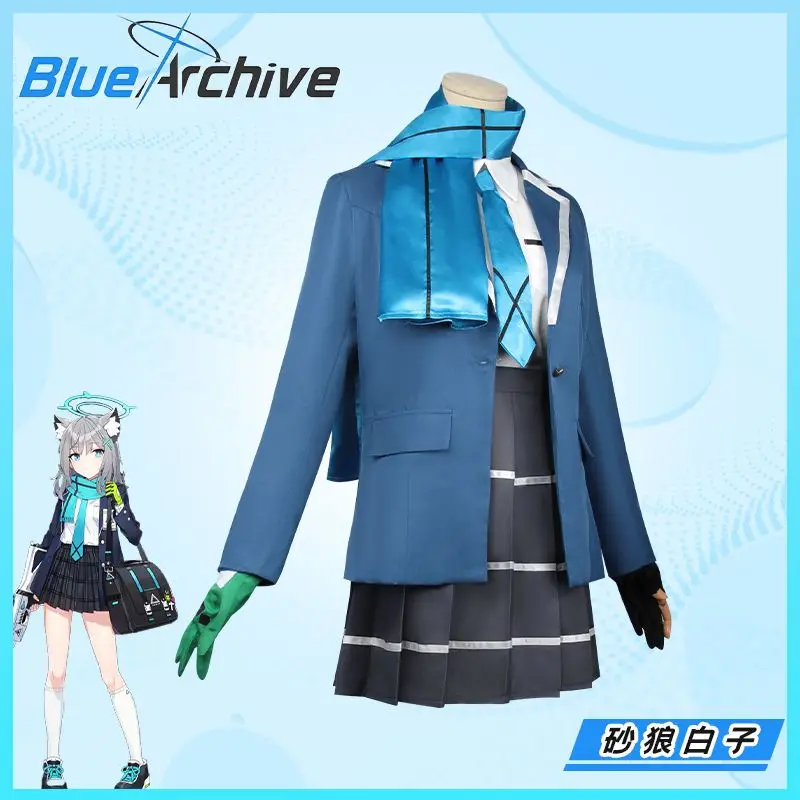 Аниме игра синий архив Cos Suna женщина Kami Shiroko пальто рубашка шарф юбка носки