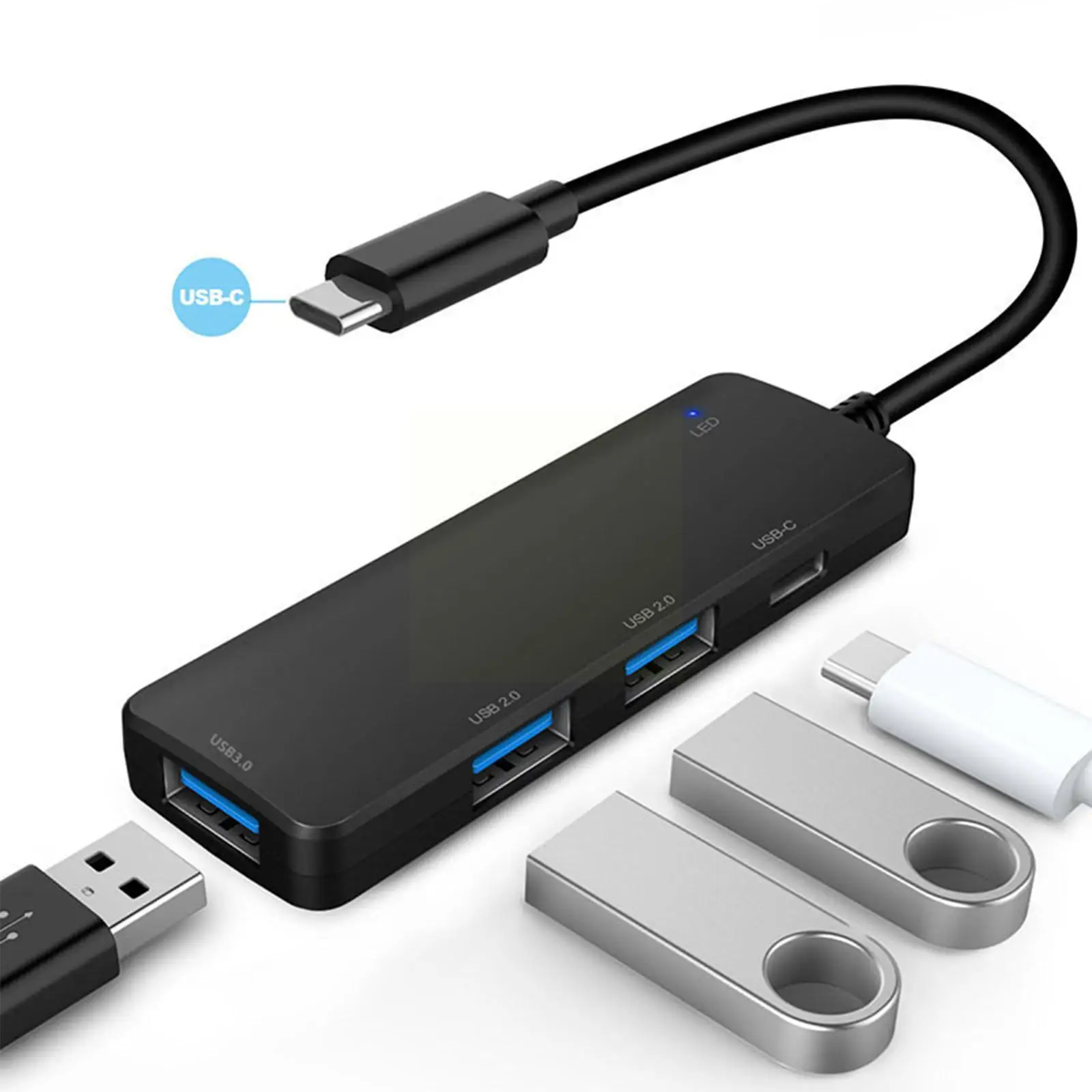 

USB-концентратор типа C на USB C, совместимый с USB 3,0, USB, адаптер типа C, док-станция для MacBook Pro Air, USB C разветвитель