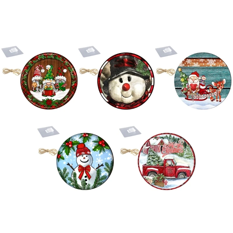 

Рождественская деревянная подвеска с красочным принтом, подвесное украшение для рождественской елки, подвеска 11XA