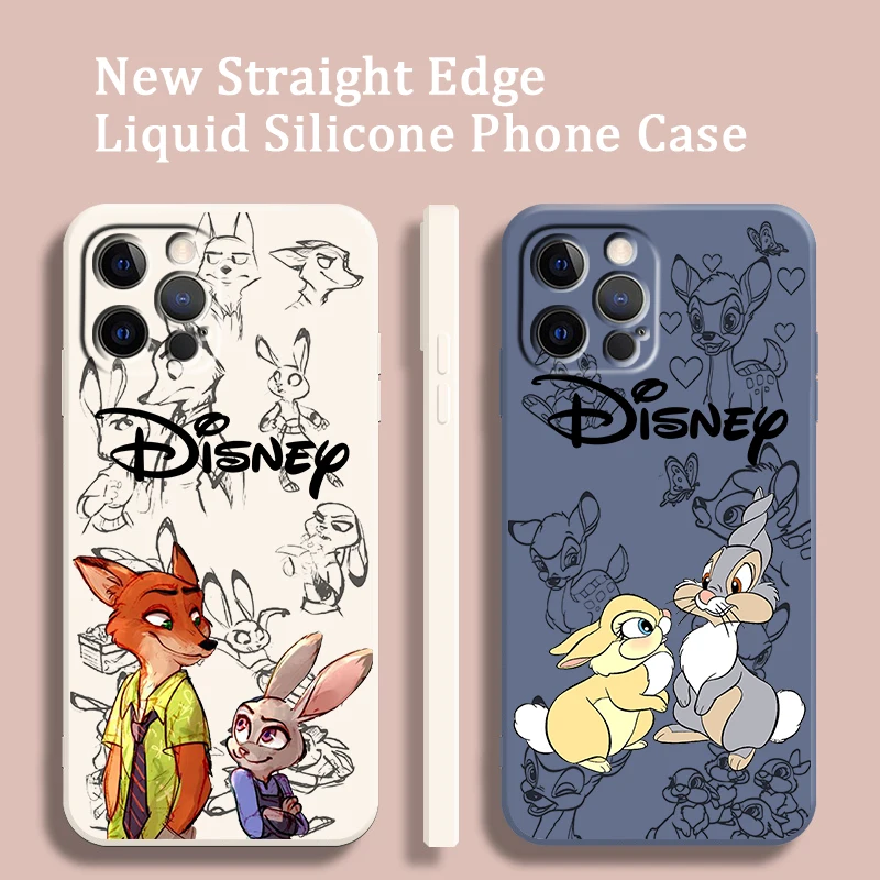 

Disney Zootopia Bambi Luxury Liquid Rope Phone Case For Apple IPhone 14 13 12 Mini 11 Pro XS MAX XR X 8 7 Plus SE Soft Cover