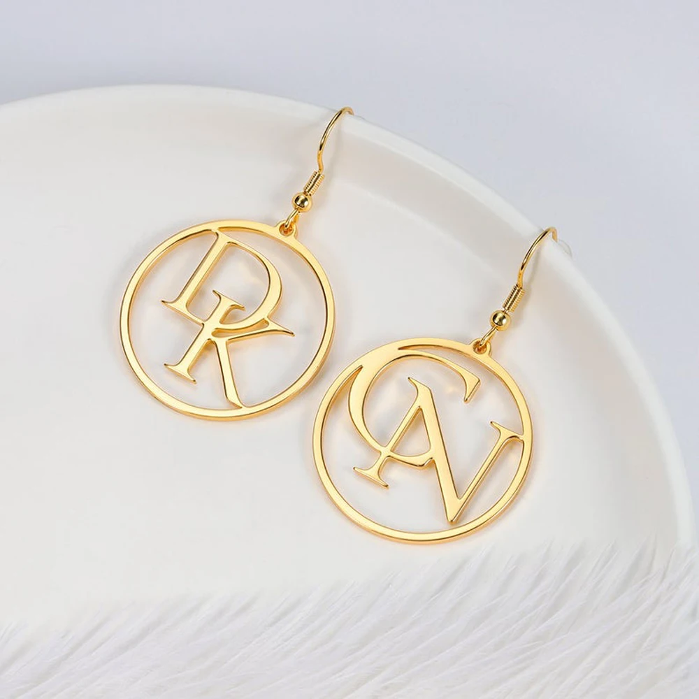 Personalized Hoop Earrings Custom Name Initials Letter Stainless Steel Big Earring for Women Trendy Gold Jewelry Aretes De Mujer