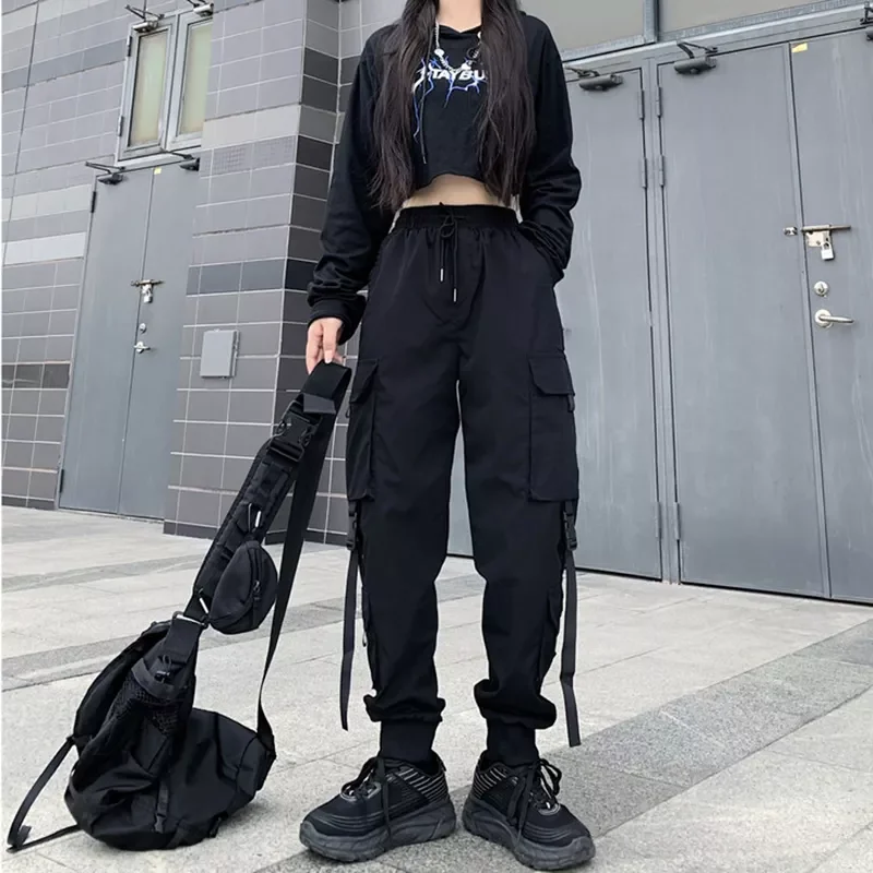 

Fashion Hip Hop Joggers Cargo Pants Women Men Harem Pants Multi-Pocket Ribbons Man Sweatpants Streetwear Casual Mens Pants S-4XL
