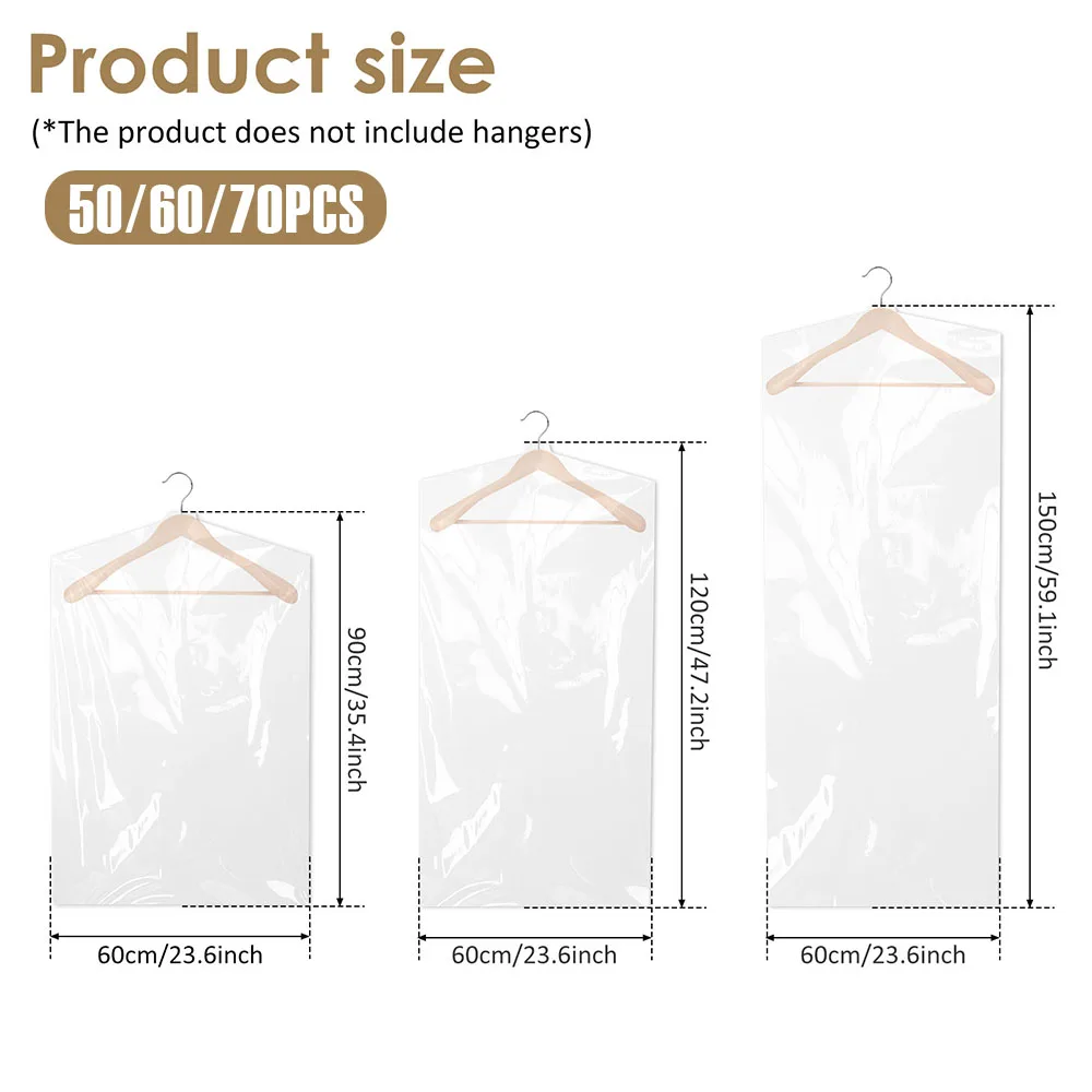 

Прозрачные водонепроницаемые чехлы для одежды, набор из 60 штук