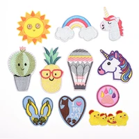 iron on animal patches for clothing stripes cute sun unicorn badges sticker on clothes embroidered patches for kids diy applique