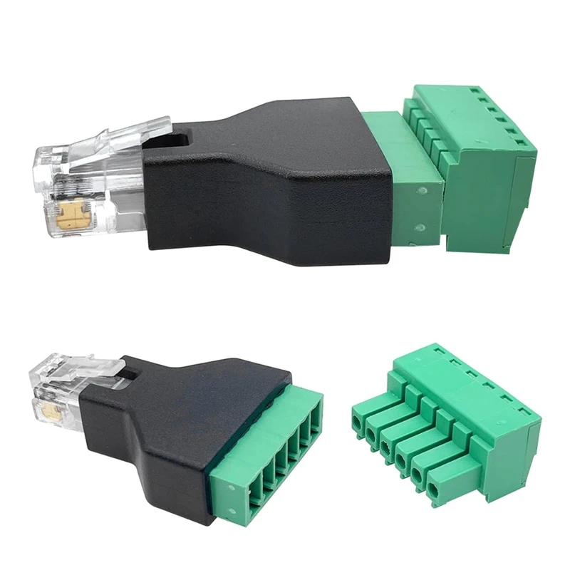 5 шт. переходник RJ12 папа на 6-контактный винтовой клеммный блок для удлинителя