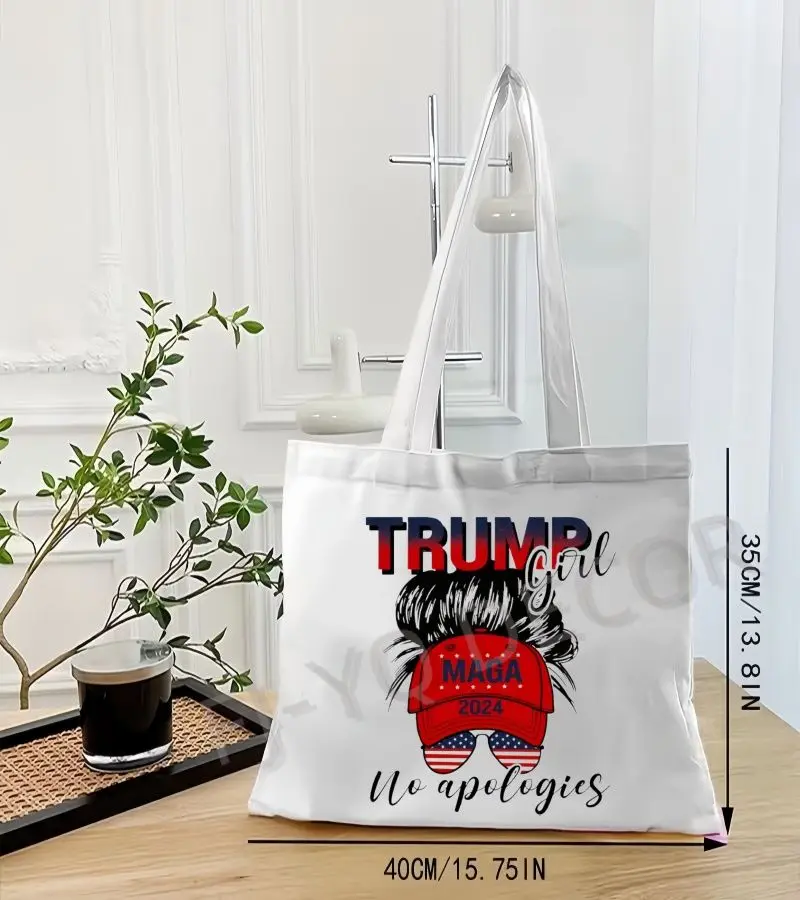 Экологичная Женская Холщовая Большая Сумка Из Полиэстера С Принтом Da Ya Trump