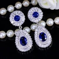 super shiny aaa grade cubic zirconia round dangling drop earrings for brides wedding dress jewelry accessories