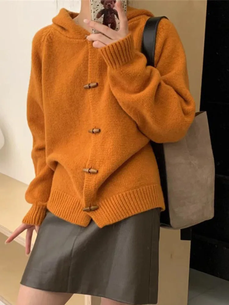 UCXQ винтажный свитер куртка в корейском стиле оливковая деревянная пряжка