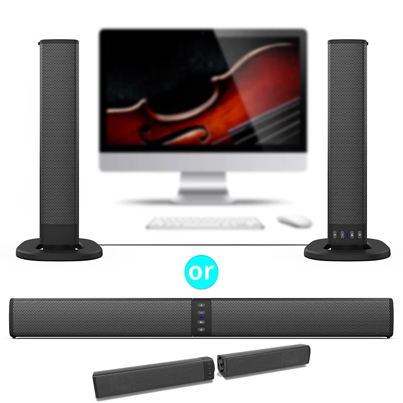 

Detachable Wireless TV Sound Bar for Pc High Power Bluetooth Speaker Desktop Desktop Audio Usb Boombox Radio Fm HIFI Mp3 Player