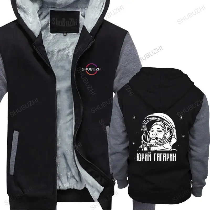 

Men Cotton hoody winter Brand hooded jacket Yuri Gagarin Famous Soviet Cosmonaut russian cccp man fashion thick hoodies zipper