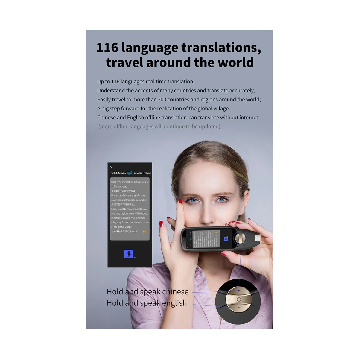 

Умный переводчик для голоса и фото S35, экран 3,5 дюйма, словарь Wi-Fi, онлайн-переводки, 11 автономных переводков