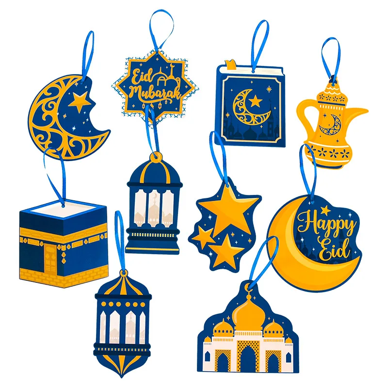 

10pcs/set Eid Mubarak Decoration Paper Hanging Decoration Ramadan Kareem Label Ornament Muslim Islamic Decoration Accessories