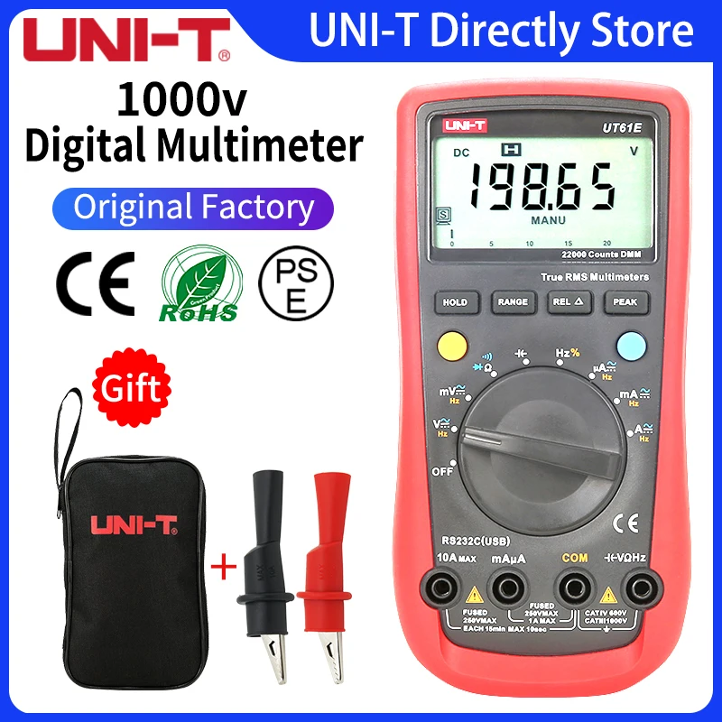 

UNI-T UT61E Digital Multimeter True rms Auto Range UT61A/B/C/D AC DC Meter Data Hold Multimetre+USB voltage and current monitor