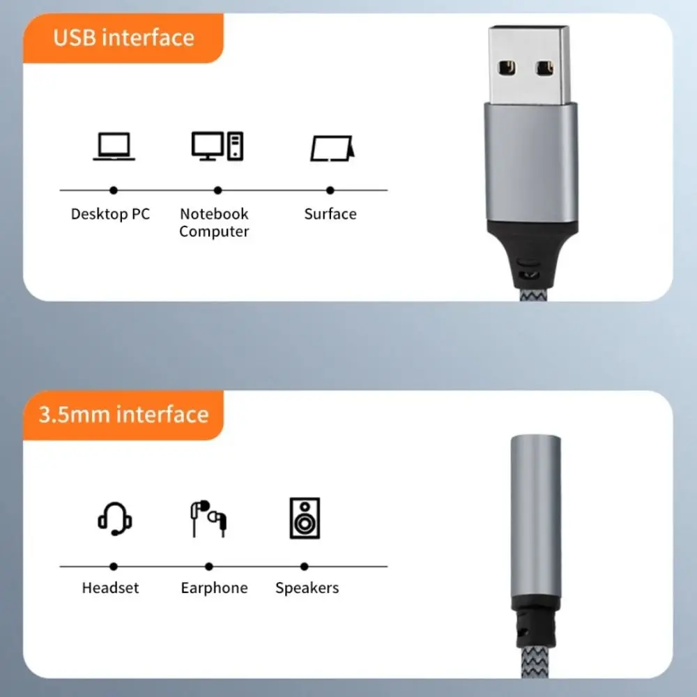 Фото USB-адаптер для наушников 3,5 мм, высококачественный HIFI-адаптер для наушников, портативный проводной аудиоконвертер для наушников/телефона №5
