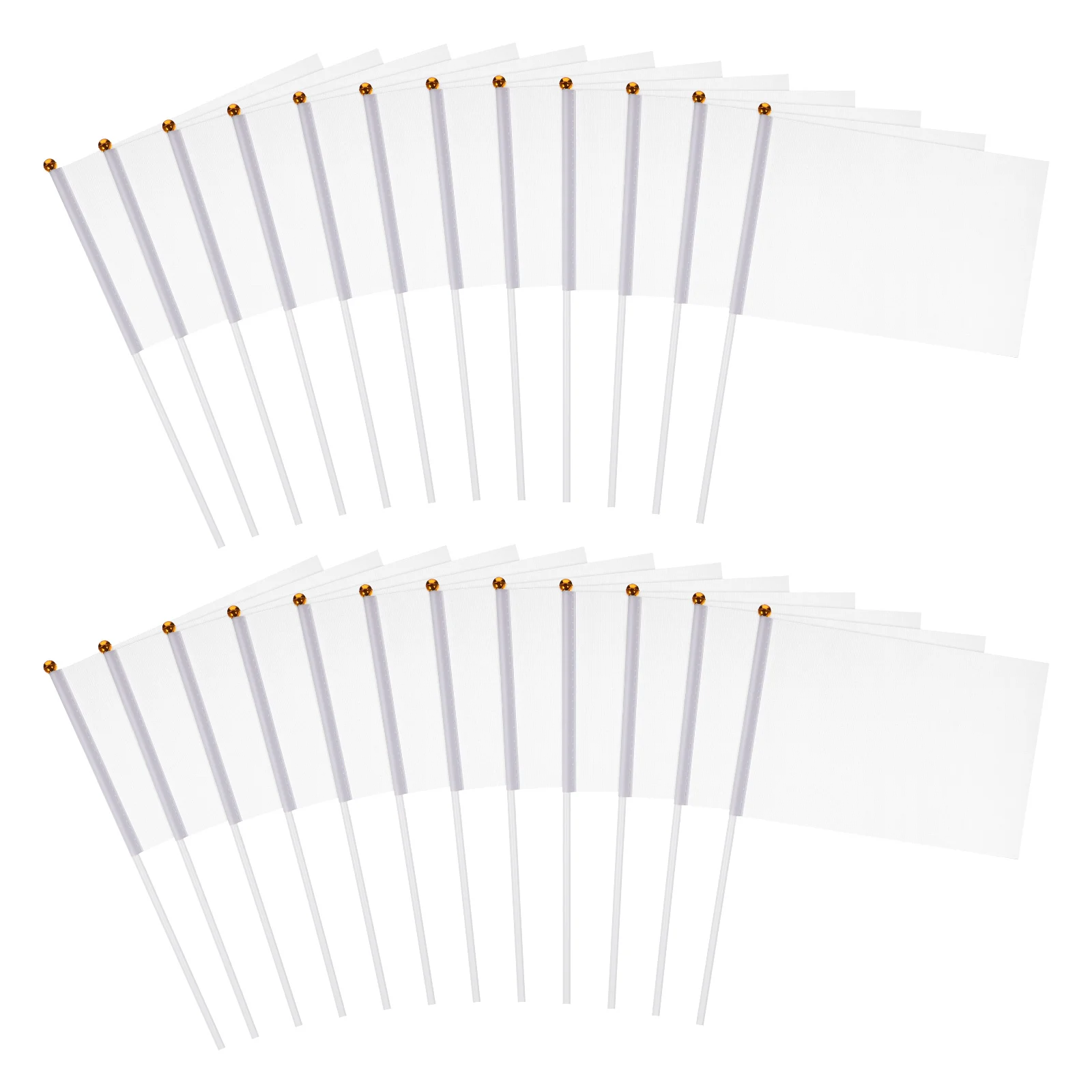 

24 Pcs Hand Held White Flag Waving Custom Banner Mini Flags Blank Signs Lawn The Yard