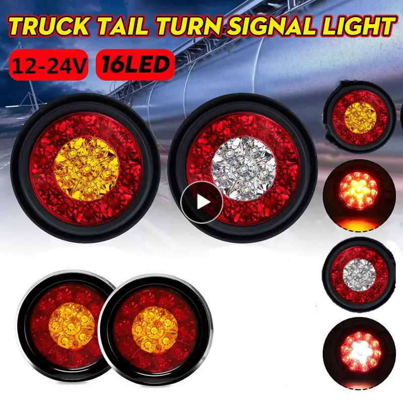 

16led Car Round Led Taillights Multifunctional Universal Dual Color Stop Brake Running Light Waterproof Car Accessories