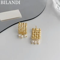 bilandi 925%c2%a0silver%c2%a0needle women jewelry metal earrings 2022 new trend freshwater pearl drop earrings for women accessories