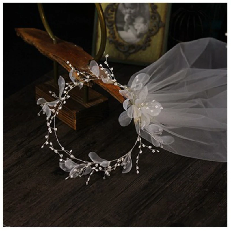 

Super Fairy Garland Bridal Veils Wedding Dress Veil Handmade Flower Wreath Head Accessories